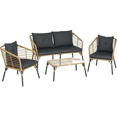 Outsunny - 4-tlg Gartenset Rattan - Sand - Garden furniture set Outsunny - 4-tlg Gartenset Rattan - Sand - Garden furniture set