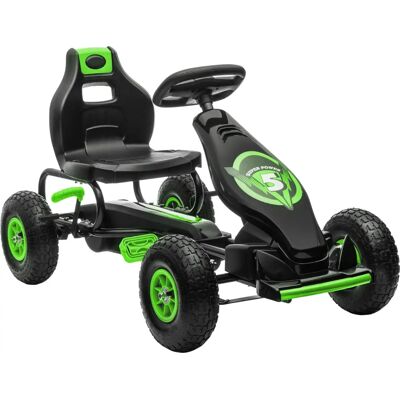 HOMCOM Kinder Gokart mit verstellbarem Sitz - Outdoor Kinderfahrzeug - Grün-Schwarz HOMCOM Kinder Gokart mit verstellbarem Sitz - Outdoor Kinderfahrzeug - Grün-Schwarz