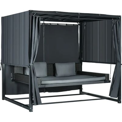 Leżanka ogrodowa Outsunny - Odporna na warunki pogodowe, 235x180x210cm, Ciemnoszara Leżanka ogrodowa Outsunny - Odporna na warunki pogodowe, 235x180x210cm, Ciemnoszara