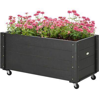 Outsunny Holz Hochbeet mit Rollen - Garten, Terrasse & Balkon - Schwarz - 89x48x47cm Outsunny Holz Hochbeet mit Rollen - Garten, Terrasse & Balkon - Schwarz - 89x48x47cm