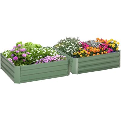 Outsunny Hochbeet Set - 2-TLG. Gartenbeet, Pflanzkasten, Blumenkasten, Verzinkter Stahl, Grün Outsunny Hochbeet Set - 2-TLG. Gartenbeet, Pflanzkasten, Blumenkasten, Verzinkter Stahl, Grün