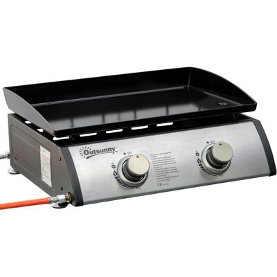Outsunny Tragbarer Tisch Gasgrill - 2 Brenner, Antihaft-Platte Outsunny Tragbarer Tisch Gasgrill - 2 Brenner, Antihaft-Platte