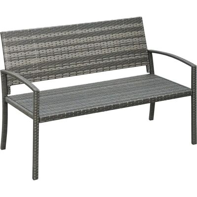 Outsunny Ogrodowa Ławka - Rattan, Stalowy Stelaż, 2 Osoby, Szara Outsunny Ogrodowa Ławka - Rattan, Stalowy Stelaż, 2 Osoby, Szara