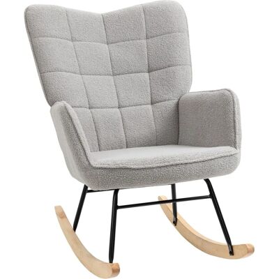 HOMCOM Klassischer Grauer Holzrahmen Schaukelstuhl - Wohnzimmermöbel HOMCOM Klassischer Grauer Holzrahmen Schaukelstuhl - Wohnzimmermöbel
