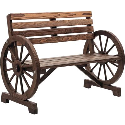Outsunny Gartenbank 2-Sitzer Holzbank Wagenrad-Design - Gartenbank im Landhausstil Outsunny Gartenbank 2-Sitzer Holzbank Wagenrad-Design - Gartenbank im Landhausstil