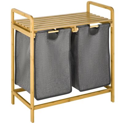 HOMCOM - Wäschekorb - Bamboo - Grau/Natur - Wäschekorb HOMCOM - Wäschekorb - Bamboo - Grau/Natur - Wäschekorb