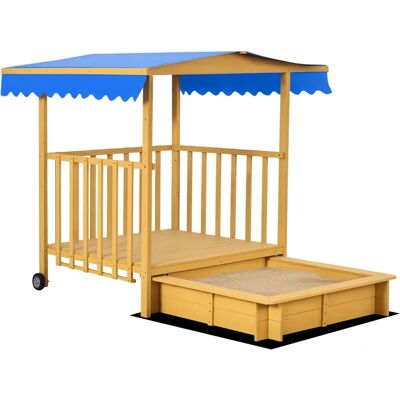 Outsunny - Sandkasten mit Spielhaus - Naturholz - Sandkasten Outsunny - Sandkasten mit Spielhaus - Naturholz - Sandkasten