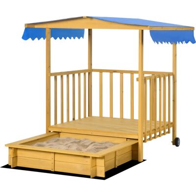 Bac à sable en bois naturel Outsunny avec maison de jeu - 3-8 ans - Publicité Bac à sable en bois naturel Outsunny avec maison de jeu - 3-8 ans - Publicité