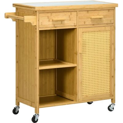 Carrello da Cucina in Bambù HOMCOM con Cassetto - Spazio e Servizio Carrello da Cucina in Bambù HOMCOM con Cassetto - Spazio e Servizio