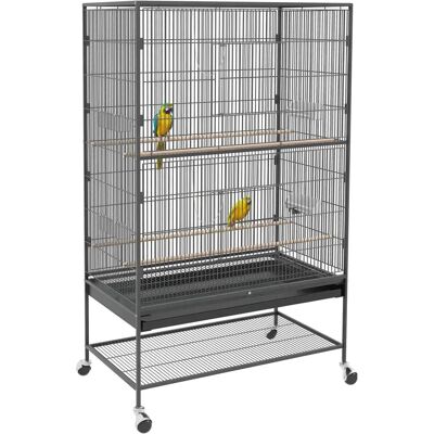 PawHut Vogelkäfig mit Sitzstangen, Abnehmbare Schublade - Vogelkäfig PawHut Vogelkäfig mit Sitzstangen, Abnehmbare Schublade - Vogelkäfig