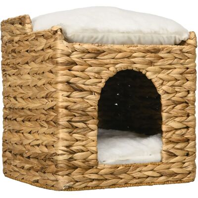 PawHut - Rattan Katzenhaus 2-Ebenen - Wasserhyazinthe PawHut - Rattan Katzenhaus 2-Ebenen - Wasserhyazinthe