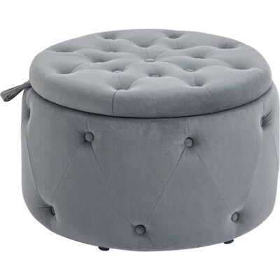 HOMCOM Ottoman en Velours Gris avec Rangement - Ottoman - Publicité HOMCOM Ottoman en Velours Gris avec Rangement - Ottoman - Publicité