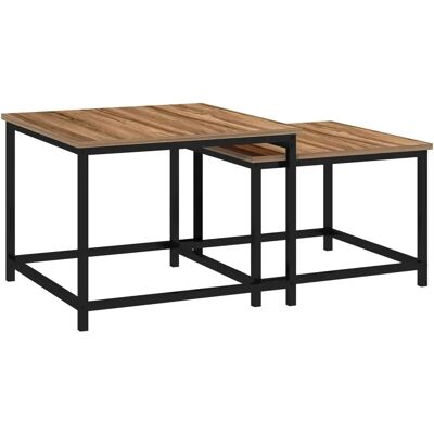 HOMCOM Industrielles Couchtisch-Set - Natur Holz & Stahl HOMCOM Industrielles Couchtisch-Set - Natur Holz & Stahl