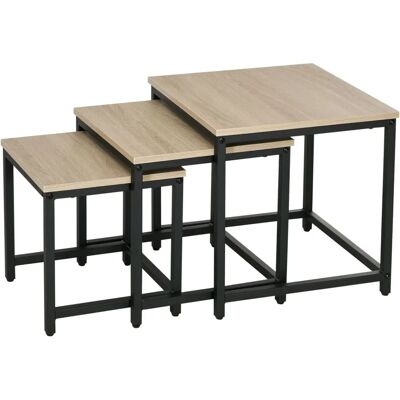 HOMCOM - 3er-Set - Holzoptik - Stahlrahmen - Couchtisch-Set HOMCOM - 3er-Set - Holzoptik - Stahlrahmen - Couchtisch-Set