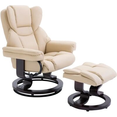 HOMCOM Verstellbarer Relaxsessel mit Hocker - Kunstleder, Creme - Wohnzimmer HOMCOM Verstellbarer Relaxsessel mit Hocker - Kunstleder, Creme - Wohnzimmer