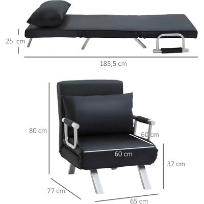 HOMCOM 2-in-1 Schlafsofa mit verstellbarer Rückenlehne - Schwarz HOMCOM 2-in-1 Schlafsofa mit verstellbarer Rückenlehne - Schwarz