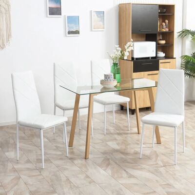 HOMCOM Weiße Polsterstuhl - 4er-Set HOMCOM Weiße Polsterstuhl - 4er-Set