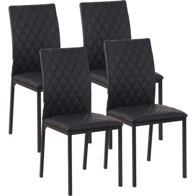 HOMCOM Schwarze 4er-Set Esszimmerstühle mit Stoffbezug - Esszimmerstühle HOMCOM Schwarze 4er-Set Esszimmerstühle mit Stoffbezug - Esszimmerstühle