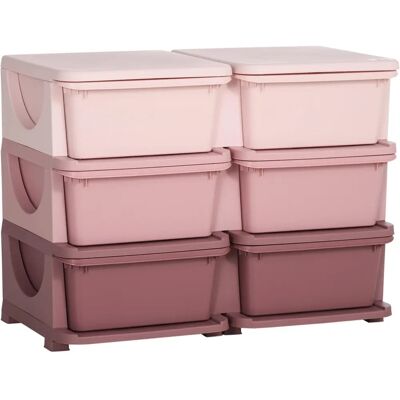HOMCOM Rosa Kinder-Schubladenschrank mit 6 Schubladen - Kindermöbel HOMCOM Rosa Kinder-Schubladenschrank mit 6 Schubladen - Kindermöbel