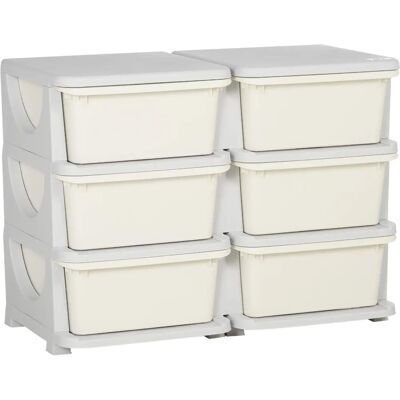 HOMCOM Kinder Aufbewahrungsregal - Cremweiß - 6 Schubladen - Kinderzimmer Organizer HOMCOM Kinder Aufbewahrungsregal - Cremweiß - 6 Schubladen - Kinderzimmer Organizer