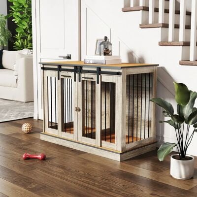 PawHut Eiche Pet Cage - Two-Room Pet House for Medium Dogs PawHut Eiche Pet Cage - Two-Room Pet House for Medium Dogs