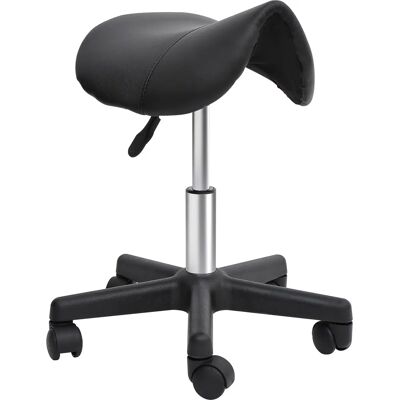 HOMCOM - Rollhocker Höhenverstellbar Drehhocker Kunstleder Schwarz - Swivel Stool HOMCOM - Rollhocker Höhenverstellbar Drehhocker Kunstleder Schwarz - Swivel Stool