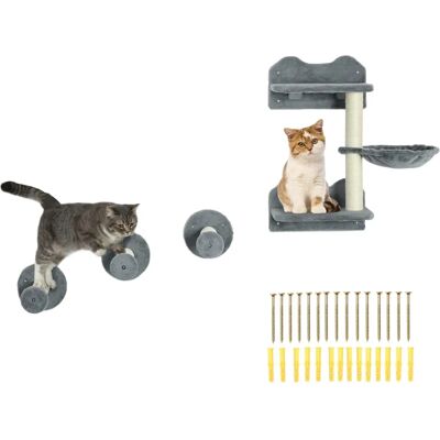 PawHut Set di Arrampicata per Gatti - 4 Pezzi, Albero, Amaca PawHut Set di Arrampicata per Gatti - 4 Pezzi, Albero, Amaca