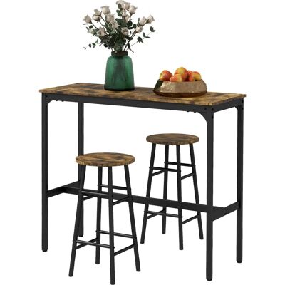 HOMCOM - Bartisch-Set 3tlg - Rustikal-Braun - Baaripöytien setti HOMCOM - Bartisch-Set 3tlg - Rustikal-Braun - Baaripöytien setti