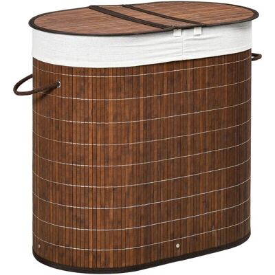 Cesto per biancheria HOMCOM Bambù 100L Fodera Rimovibile Cesto per biancheria HOMCOM Bambù 100L Fodera Rimovibile