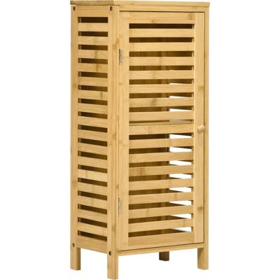 Kleankin - Lamellentür Beistellschrank - 2 Tilat - Luonnollinen - Bathroom Cabinet Kleankin - Lamellentür Beistellschrank - 2 Tilat - Luonnollinen - Bathroom Cabinet