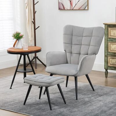 HOMCOM Sillón con Pouf - Conjunto Relajante Moderno HOMCOM Sillón con Pouf - Conjunto Relajante Moderno