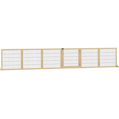 PawHut Cancello per Animali Regolabile 6 Pannelli Legno Naturale - Cancello per Animali PawHut Cancello per Animali Regolabile 6 Pannelli Legno Naturale - Cancello per Animali