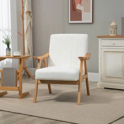HOMCOM Fauteuil velours crème - Design scandinave - Publicité HOMCOM Fauteuil velours crème - Design scandinave - Publicité