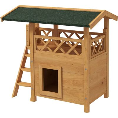 PawHut - 2-Storey Cat House - Asphalt Roof - NatWood - Cat House PawHut - 2-Storey Cat House - Asphalt Roof - NatWood - Cat House