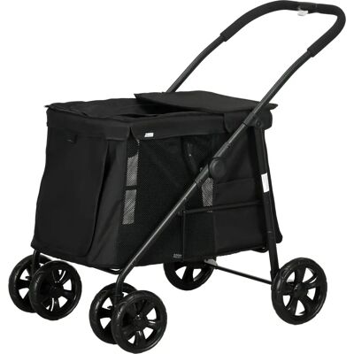 PawHut Carrello per Cani - Pieghevole, Finestre in rete, Imbracature di sicurezza PawHut Carrello per Cani - Pieghevole, Finestre in rete, Imbracature di sicurezza