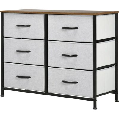 HOMCOM - Kommode Sideboard mit 6 Stoffschubladen - Grau - cabinet HOMCOM - Kommode Sideboard mit 6 Stoffschubladen - Grau - cabinet