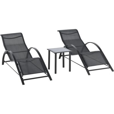 Outsunny - Sonnenliege mit Tisch 3er-Set Outsunny - Sonnenliege mit Tisch 3er-Set