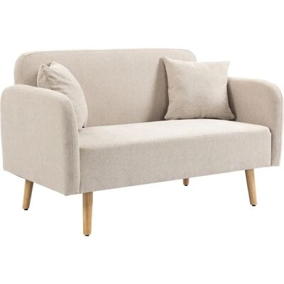 HOMCOM - Doppelsofa - Creme - Samt - Sofa HOMCOM - Doppelsofa - Creme - Samt - Sofa