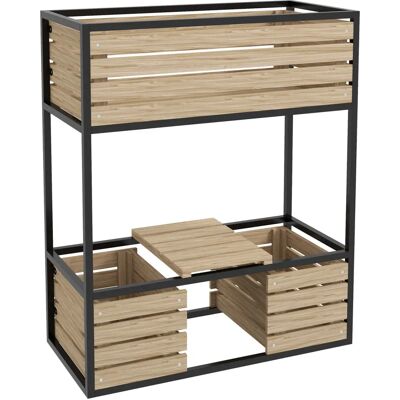 Vasca da giardino elevata Outsunny - Cassetta in legno a due livelli con mensola Vasca da giardino elevata Outsunny - Cassetta in legno a due livelli con mensola