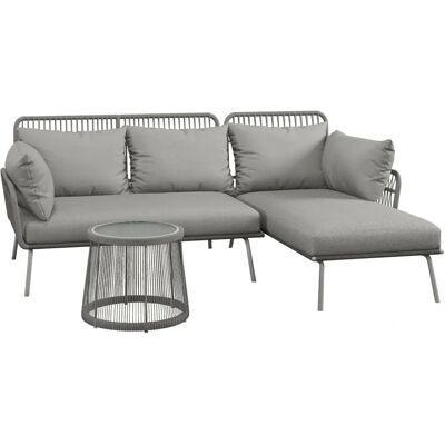 Outsunny - Zestaw z rattanu 3-częściowy - Sofa w kształcie L - Garden furniture set Outsunny - Zestaw z rattanu 3-częściowy - Sofa w kształcie L - Garden furniture set