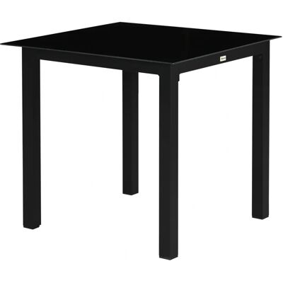 Outsunny Gartentisch, Quadratischer Esstisch, 4 Personen, Hartglas, Aluminium, Schwarz Outsunny Gartentisch, Quadratischer Esstisch, 4 Personen, Hartglas, Aluminium, Schwarz