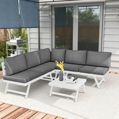 Ensemble de mobilier de jardin Outsunny - Gris, 4 pièces - Publicité Ensemble de mobilier de jardin Outsunny - Gris, 4 pièces - Publicité