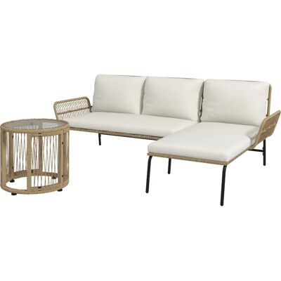 Outsunny - Rattan-setti - Valkoinen - Aurinkotuoli - Puutarhasarja Outsunny - Rattan-setti - Valkoinen - Aurinkotuoli - Puutarhasarja