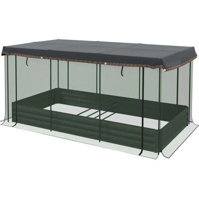 Cama de jardín elevada Outsunny - Acero galvanizado, protección contra aves y sol Cama de jardín elevada Outsunny - Acero galvanizado, protección contra aves y sol