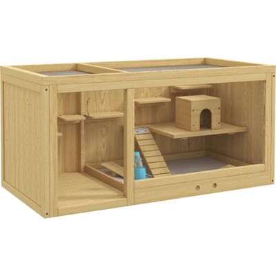 Gabbia per criceti in legno PawHut 100cm - Casa per piccoli animali Gabbia per criceti in legno PawHut 100cm - Casa per piccoli animali