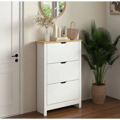 Armoire à chaussures HOMCOM avec 3 portes - 18 paires - Publicité Armoire à chaussures HOMCOM avec 3 portes - 18 paires - Publicité