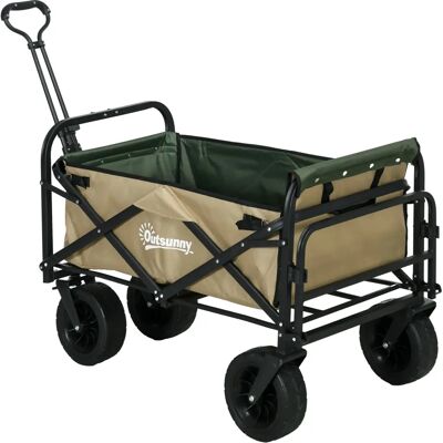 Outsunny - Bollerwagen - Khaki - 110 L - Utility Wagon - Publicité Outsunny - Bollerwagen - Khaki - 110 L - Utility Wagon - Publicité