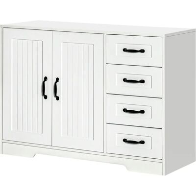 HOMCOM Buffet Blanc 4 Tiroirs - Rangement & Organisation - Publicité HOMCOM Buffet Blanc 4 Tiroirs - Rangement & Organisation - Publicité