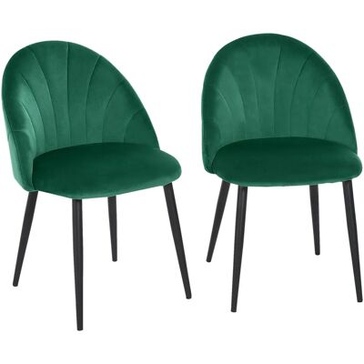 HOMCOM - 2er Set Skandi Design - Grün - Samt Dining Chairs HOMCOM - 2er Set Skandi Design - Grün - Samt Dining Chairs