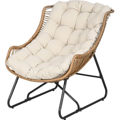 Outsunny Rattansessel Gartensessel - Wetterfester Stahlrahmen, Gepolsteter Sitz, 120kg Outsunny Rattansessel Gartensessel - Wetterfester Stahlrahmen, Gepolsteter Sitz, 120kg